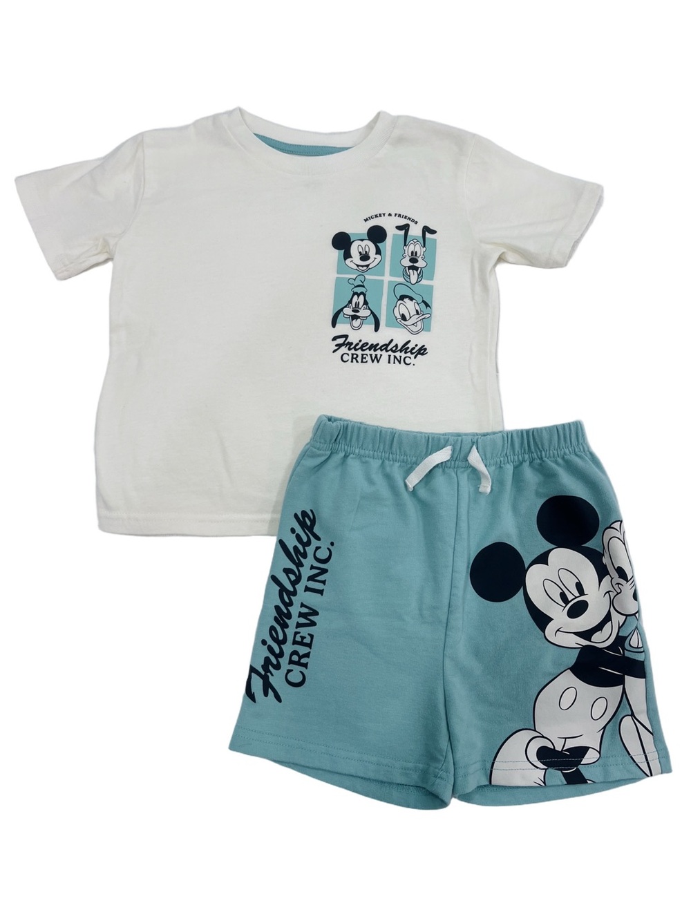 Disney Kids Two-Piece Pajama Set White and Light Blue Mickey Mouse